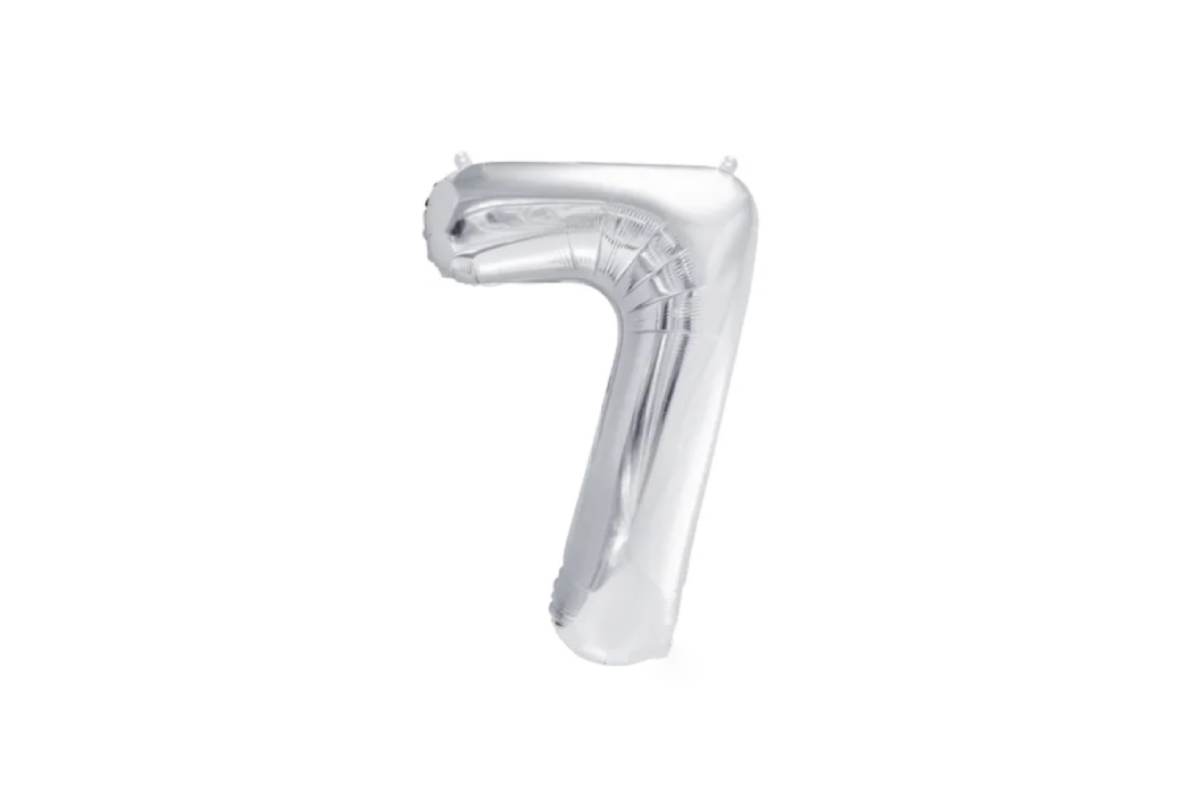 Balon foliowy Cyfra 7 w kolorze srebrnym