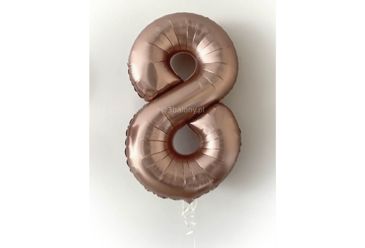 Cyfra 8, kolor różowe złoto z helem