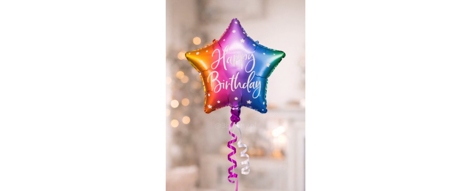 Kolorowa gwiazdka Happy Birthday z helem