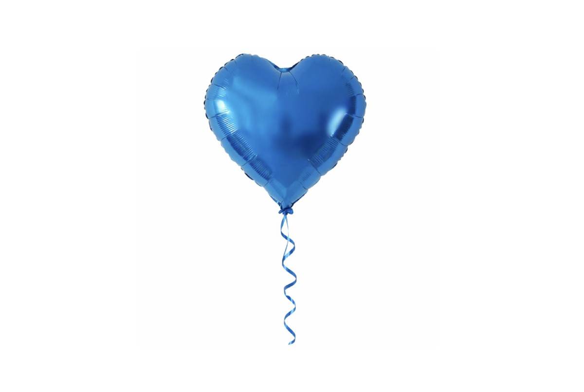 Balon serce w niebieskim kolorze z helem