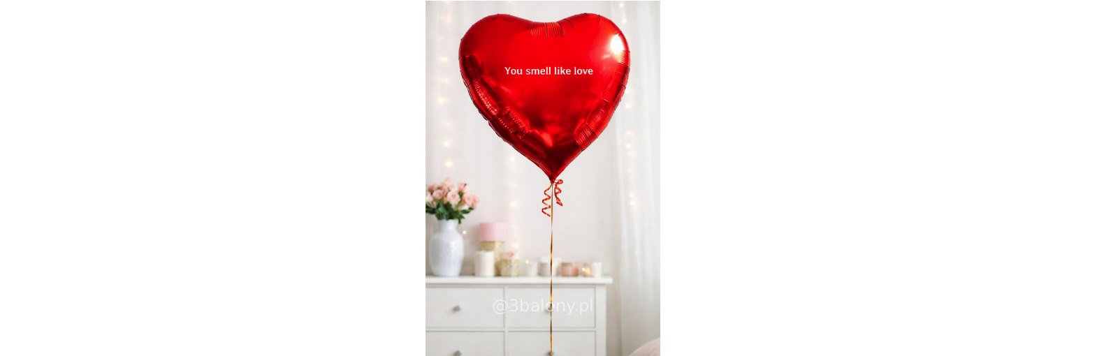 Balon serce 60 cm + napis „you smell like love”