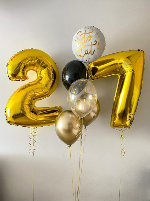 Bukiet balonów z helem z cyfrą 2 i 7