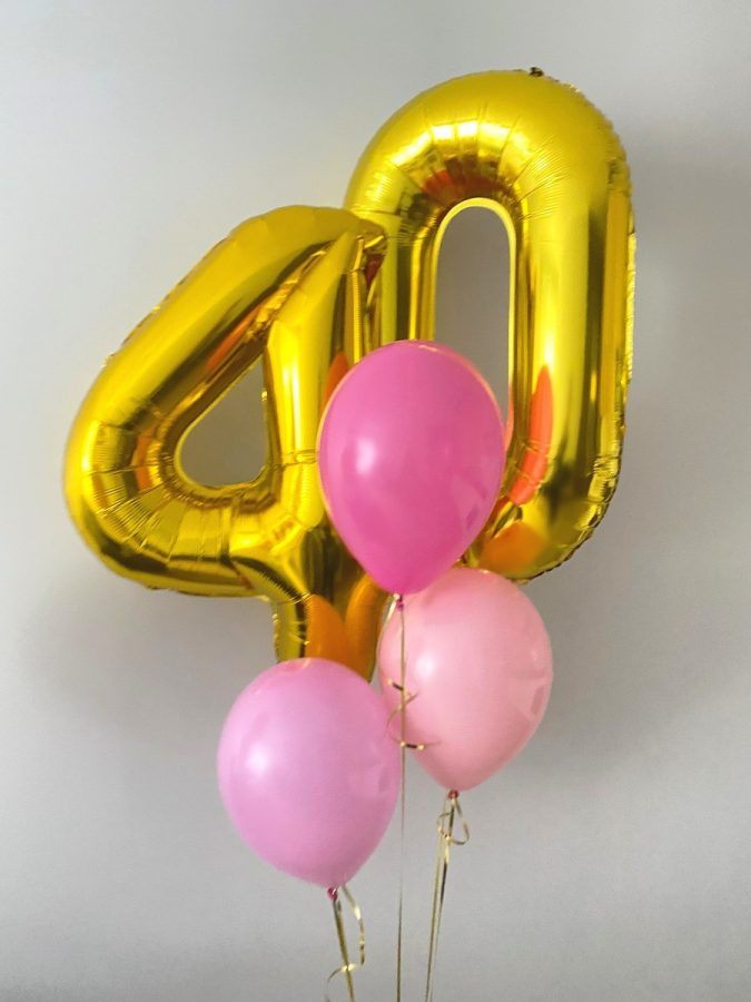 Bukiet złotych i różowych balonów z helem