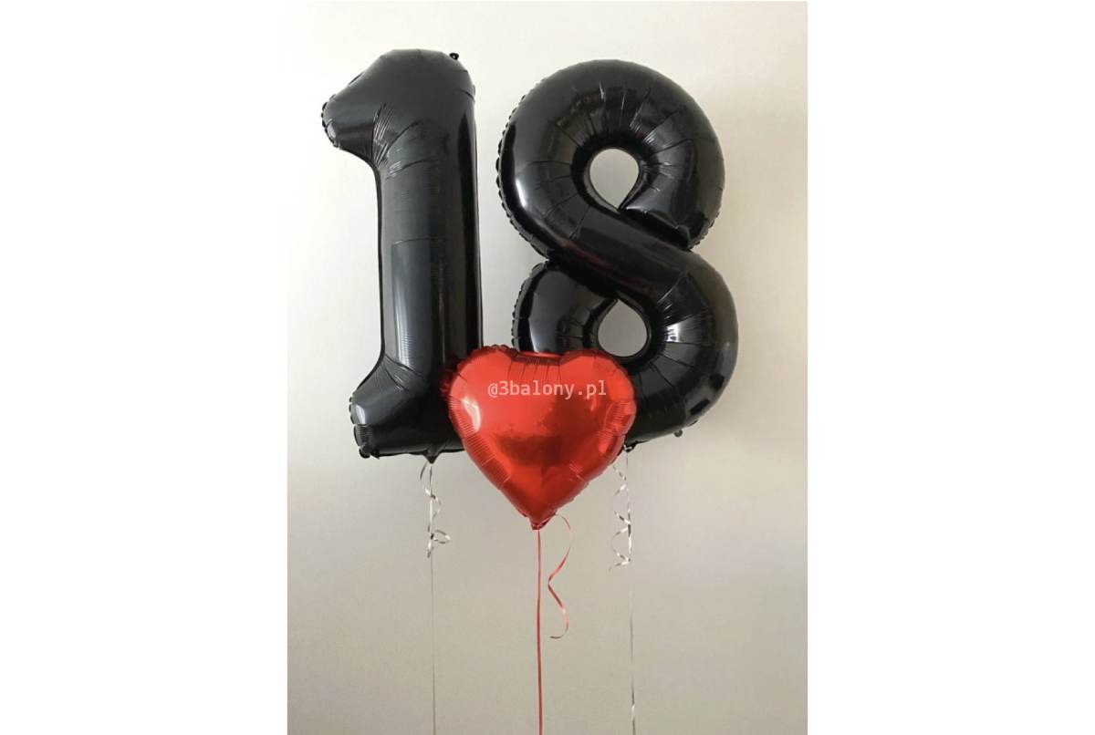 Bukiet balonów foliowych na 18 urodziny z serduszkiem