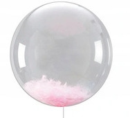 Balon okrągły transparentny wypełniony konfetti/piórami z helem