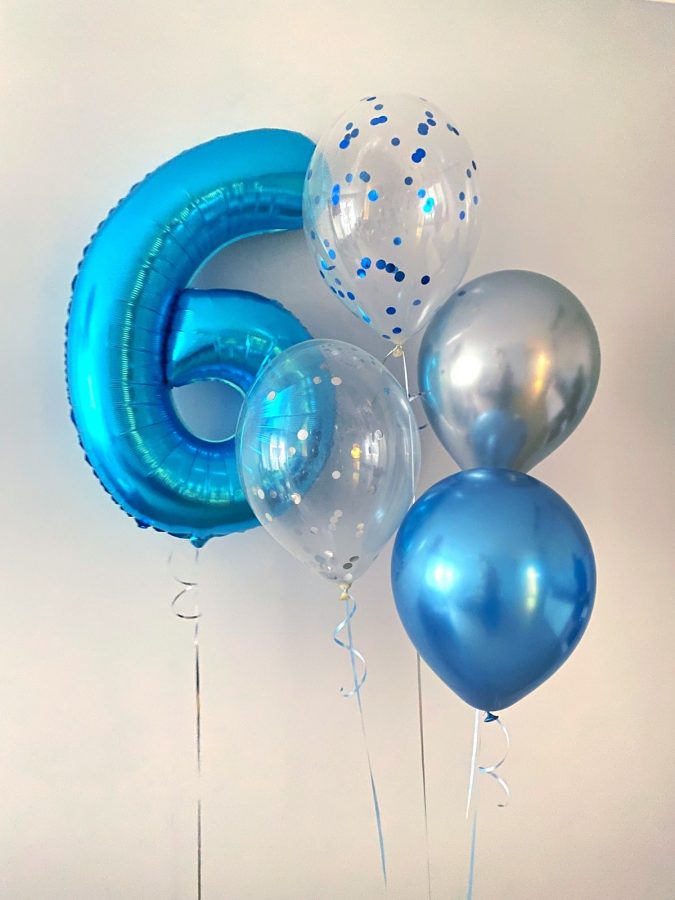 Bukiet balonów z helem „niebieski shine” na urodziny