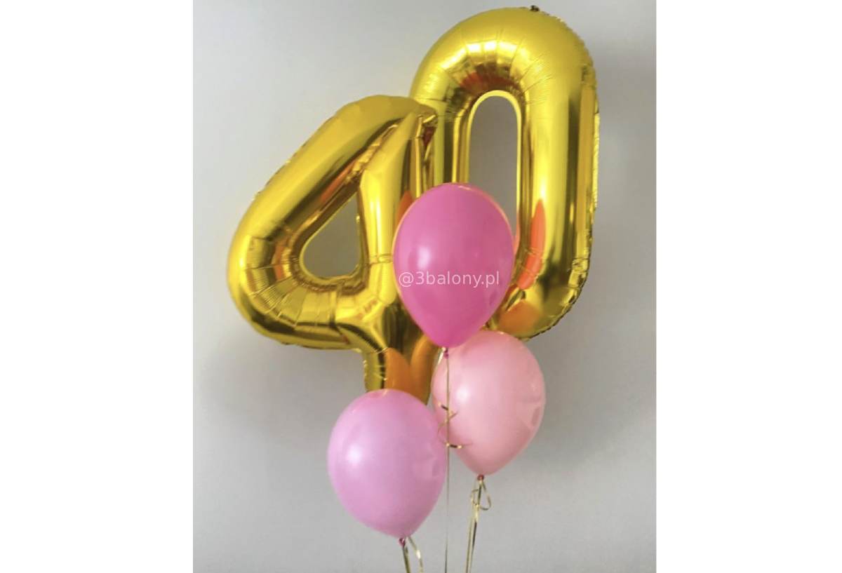 Bukiet złotych i różowych balonów z helem