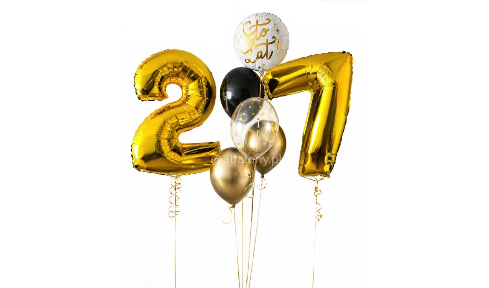 Bukiet balonów z helem z cyfrą 2 i 7