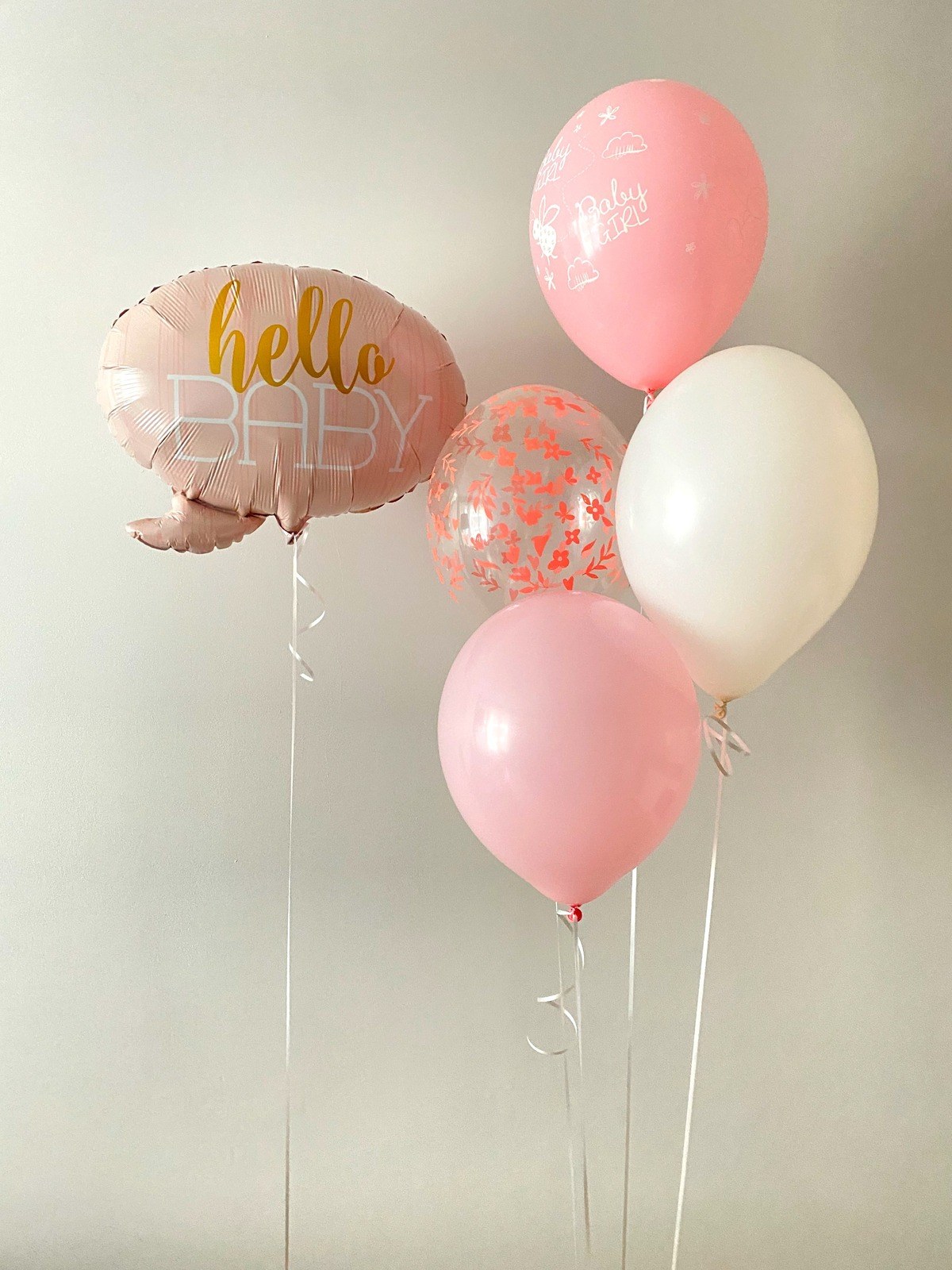 Bukiet balonowy z helem na powitanie dziewczynki