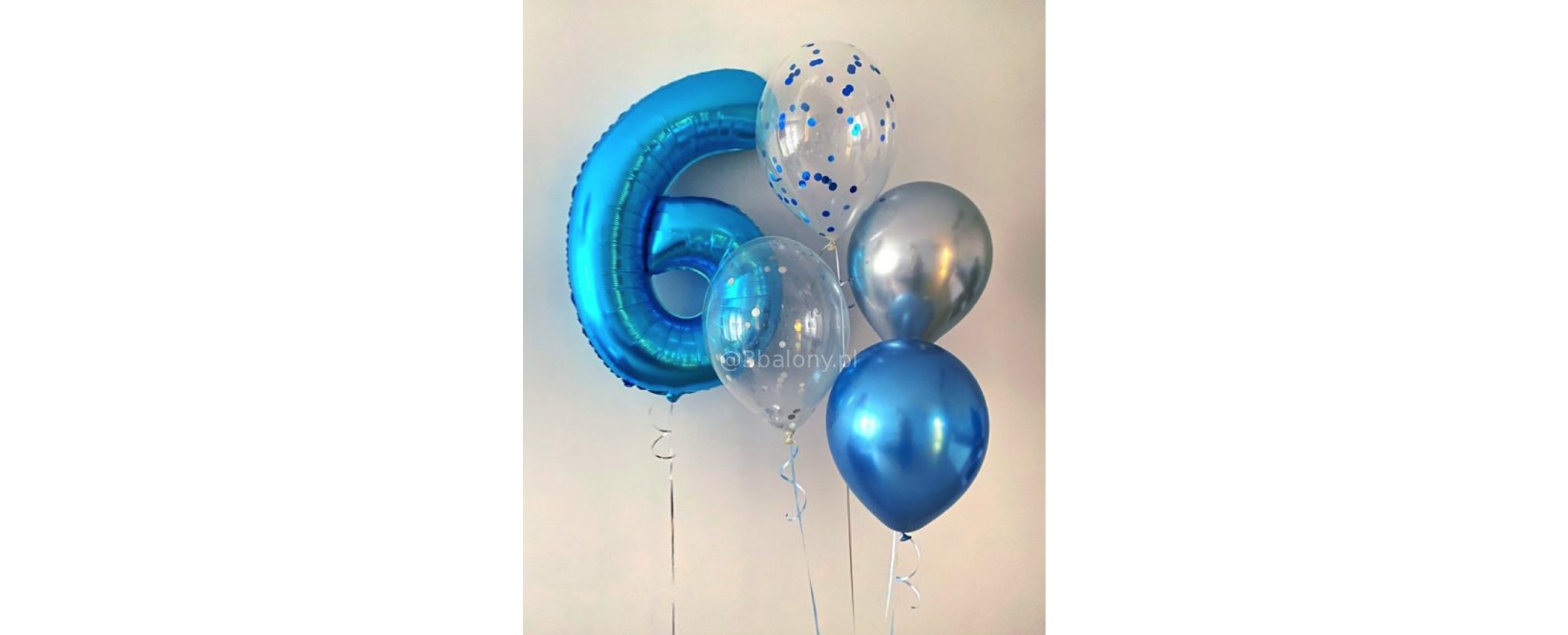 Bukiet balonów z helem „niebieski shine” na 6 urodziny
