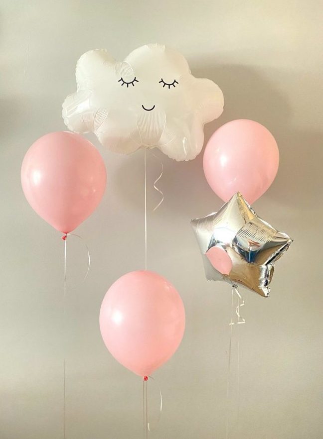 Balony z helem na powitanie małej dziewczynki