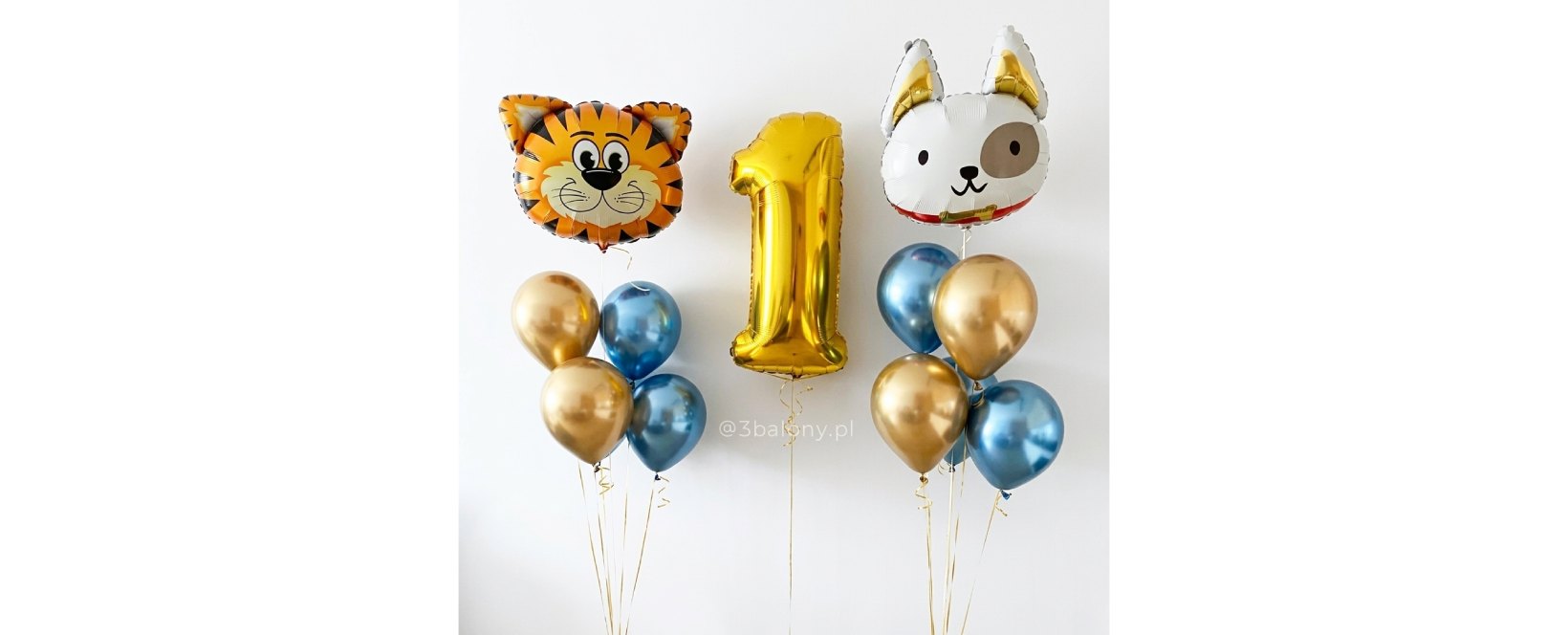 Balony pierwsze urodziny z tygryskiem oraz pieskiem