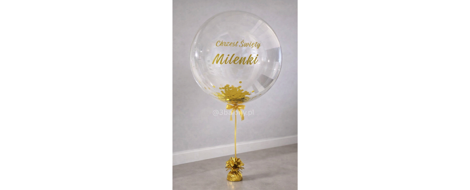 Balon z napisem wypełniony konfetti