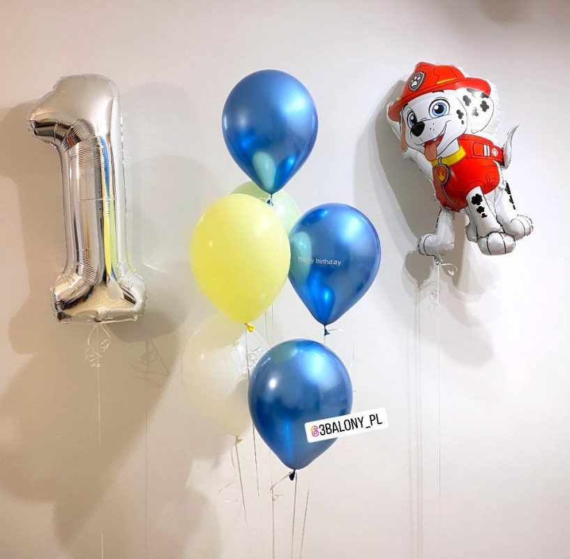 Dekoracje balonowe z bohaterem z bajki „Psi Patrol”