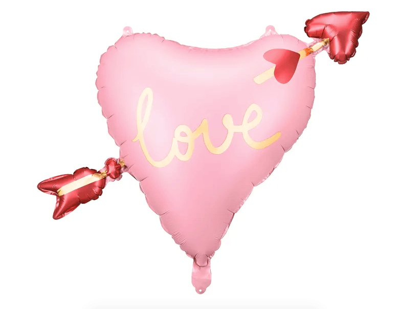 Balon foliowy różowe serce ze strzałą