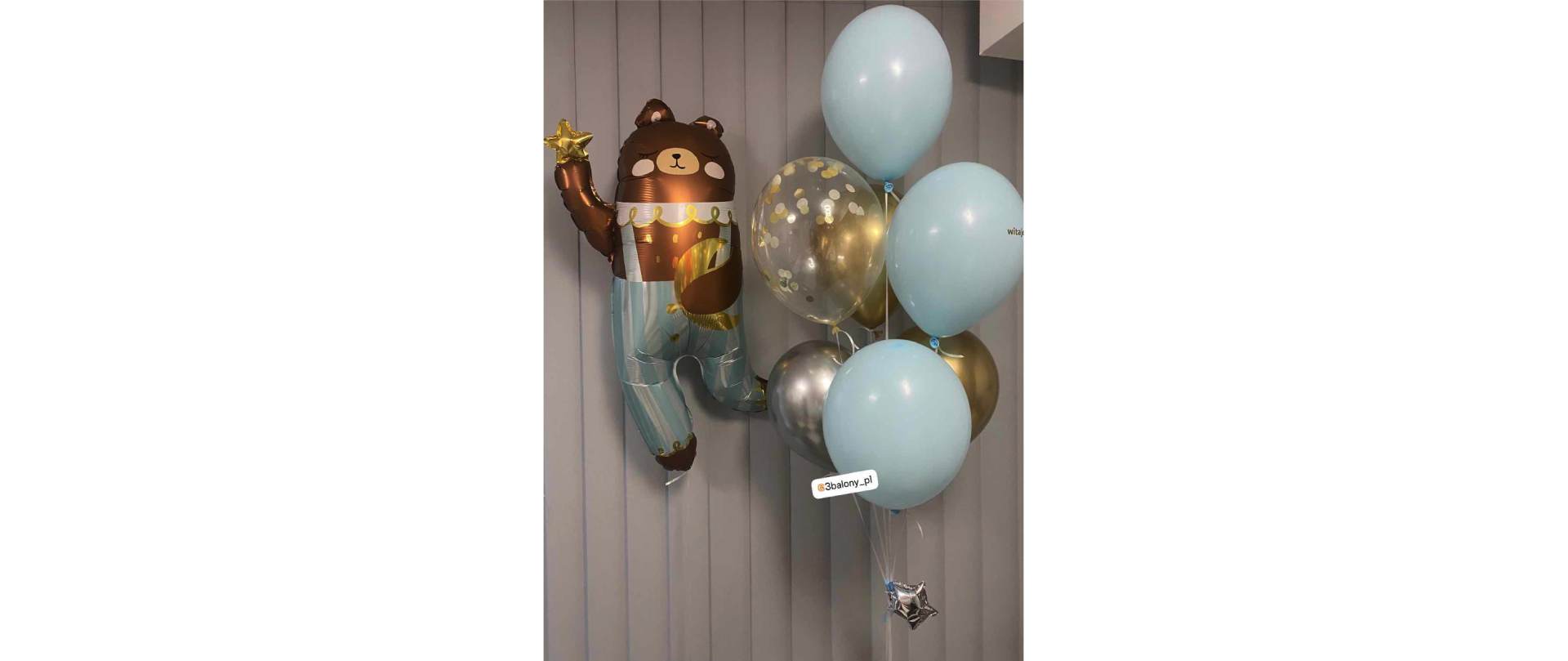 Bukiet z 7 balonów + balon foliowy miś