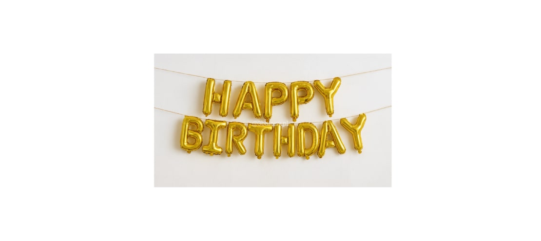 Balony foliowe napis HAPPY BIRTHDAY kolor złoty 40 cm