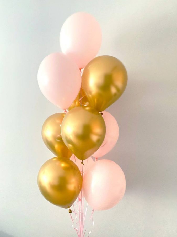 Bukiet z złotych i różowych balonów