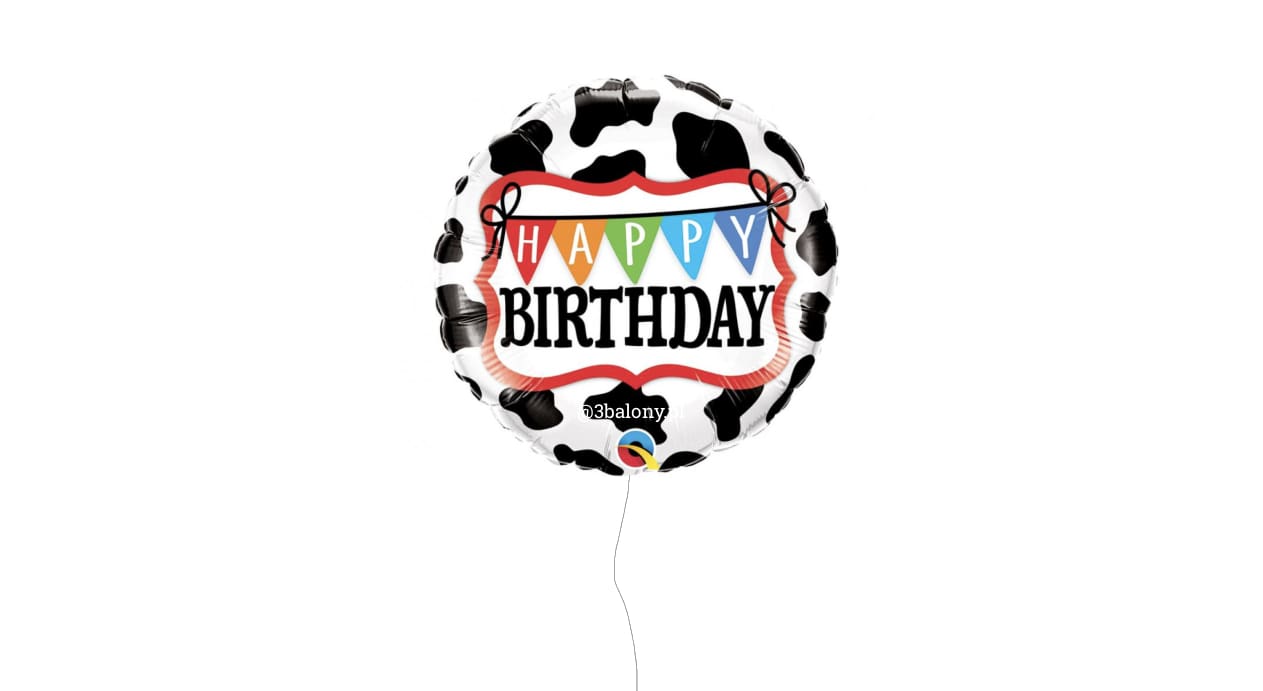 Balon foliowy „Happy Birthday – Holstein Cow Pattern”