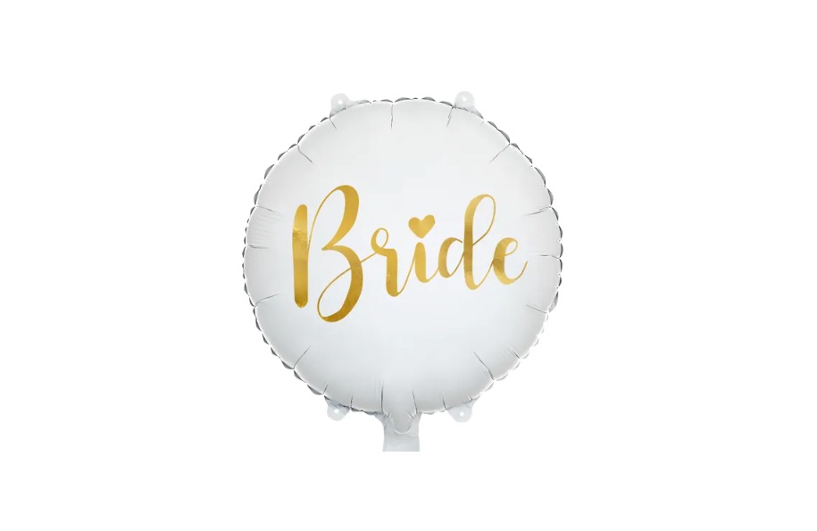 Balon foliowy biały z napisem Bride