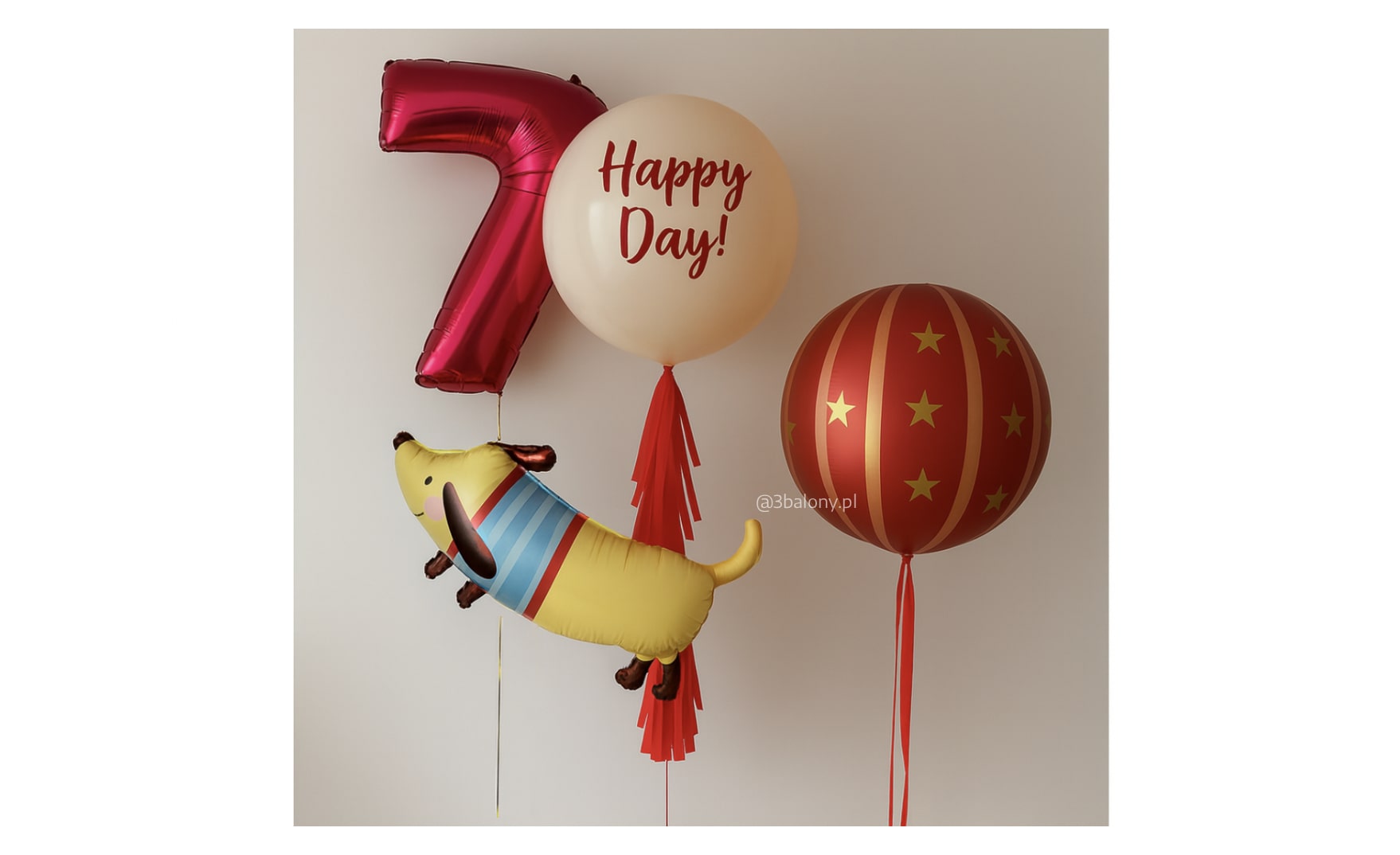 Balon foliowy Cyfra 7 – zestaw z jamnikiem