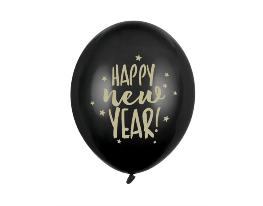 Balony z nadrukiem Happy New Year, Pastel Black