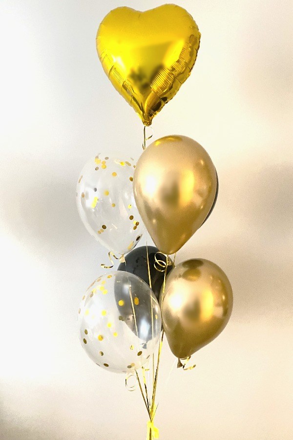 Zestaw balonów ze złotym sercem