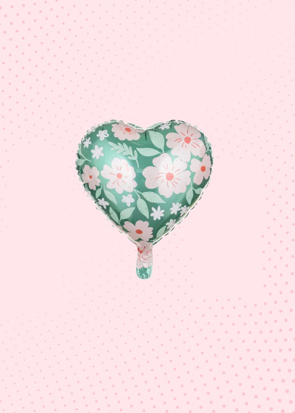 Balon foliowy zielone serce w kwiatki