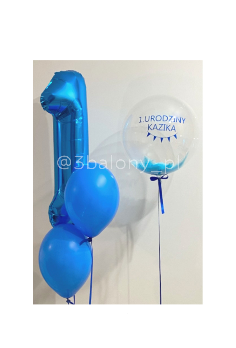 Balony w niebieskim kolorze z balonem z piórkami