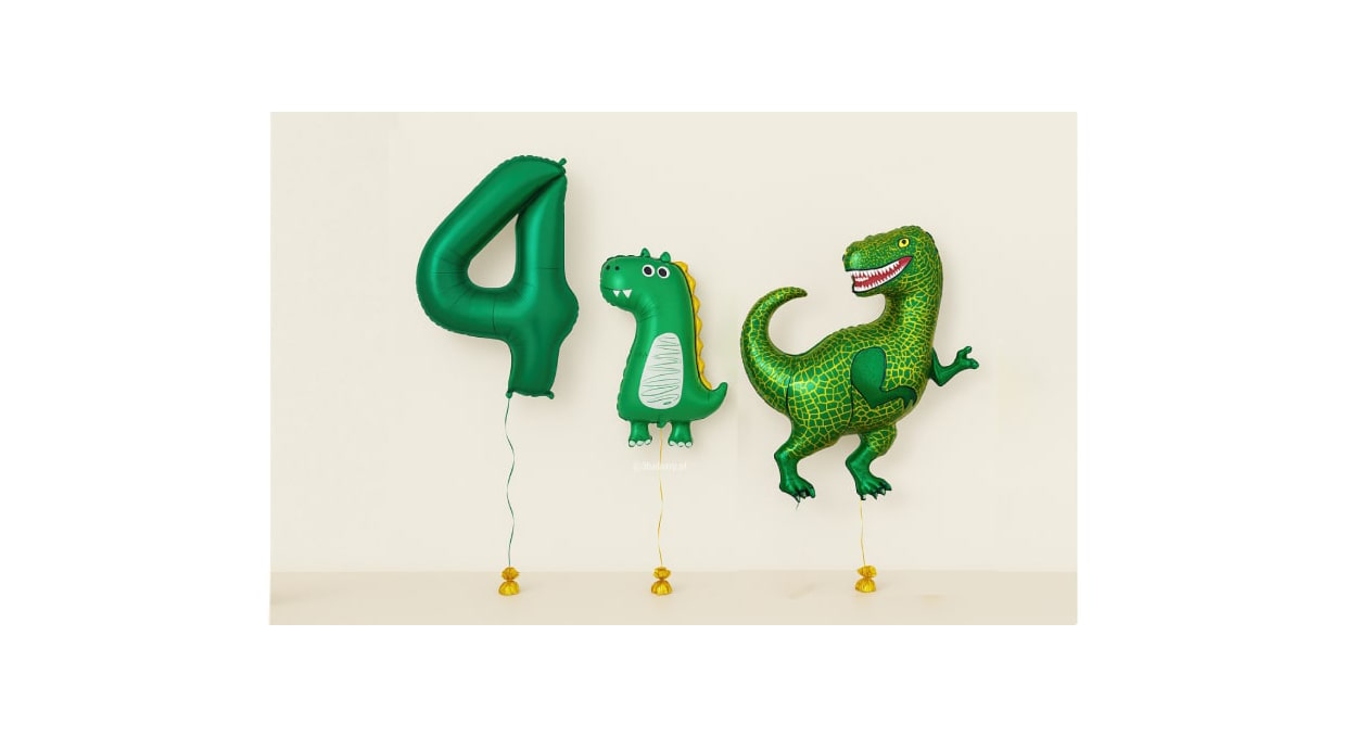 Balon 4 i Dinozaury – Dekoracje Urodzinowe