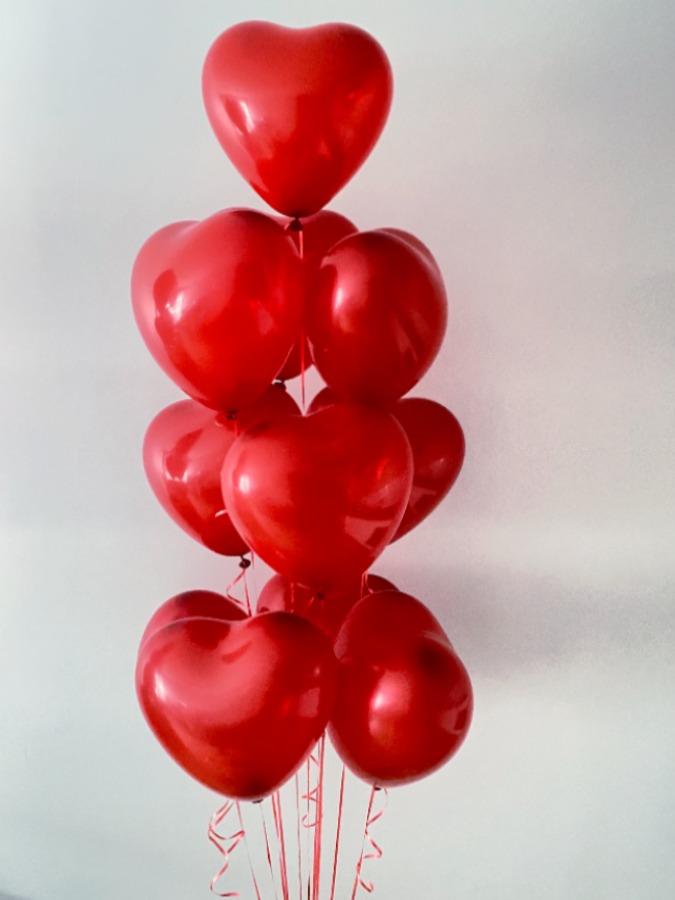Bukiet z 11 balonów w kształcie serca z helem