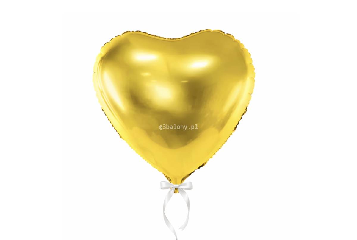 Balon serce, rozmiar 61 cm w złotym kolorze z helem