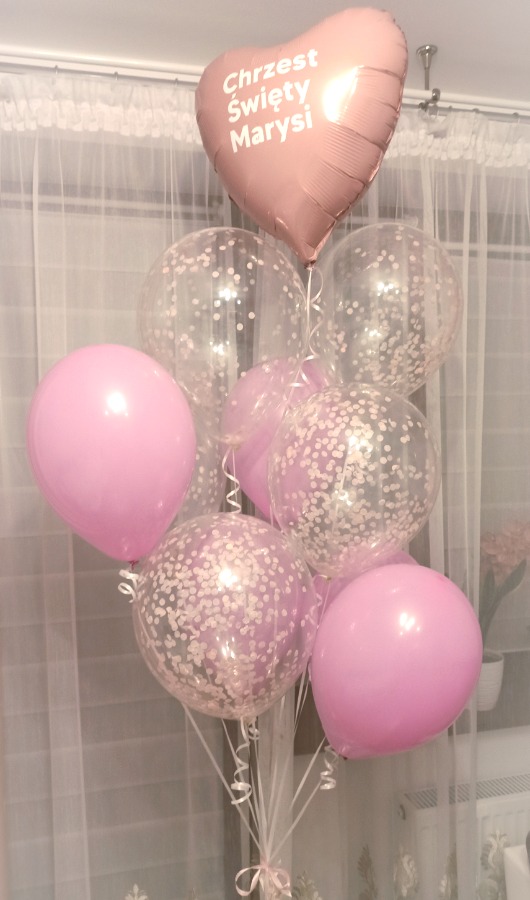 Bukiet balonowy w różowym kolorze z balonem foliowym w formie serca