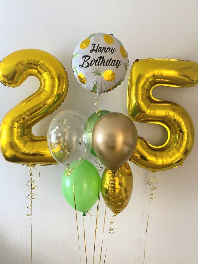 Złoto-zielony bukiet balonowy z helem