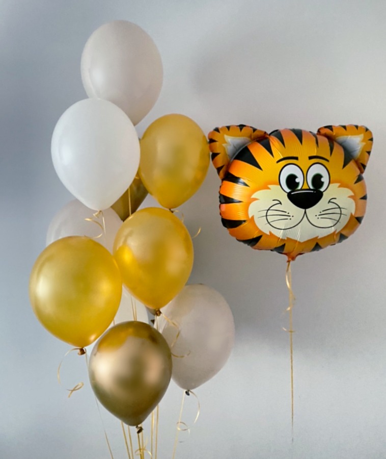 Balon foliowy tygrysek z 10 balonów lateksowych