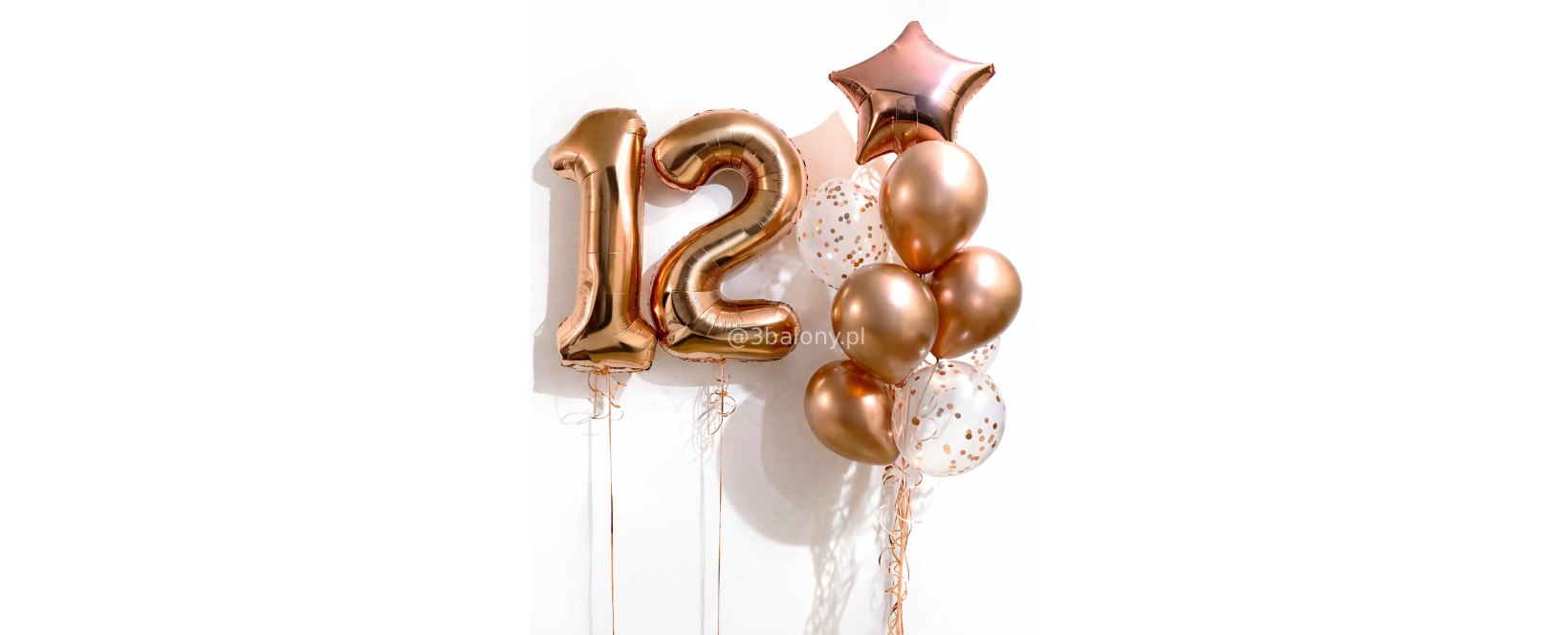 Bukiet w kolorze różowe złoto z cyfrą 12