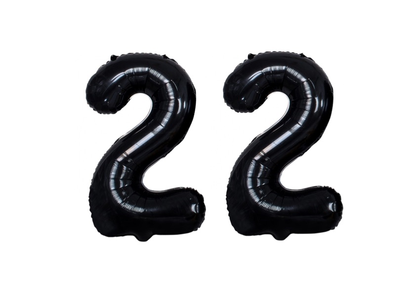 Balony cyfry 22, kolor czarny z helem