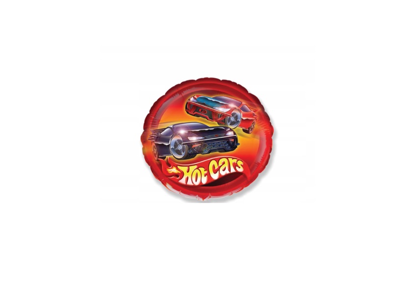 Balon foliowy hot cars, rozmiar 45 cm z helem