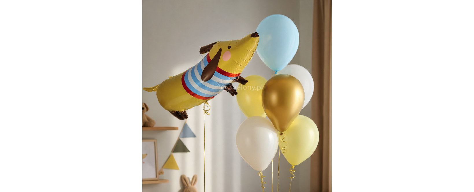 Miły bukiet balonowy z balonem – jamnik