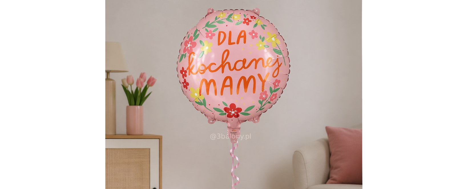 Balon z napisem dla Kochanej mamy z helem