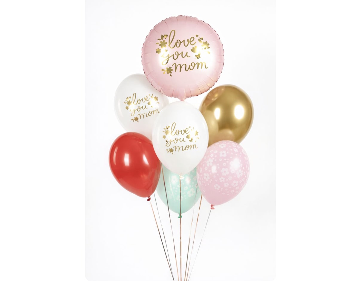 Bukiet z balonów lateksowych oraz foliowych dla mamy