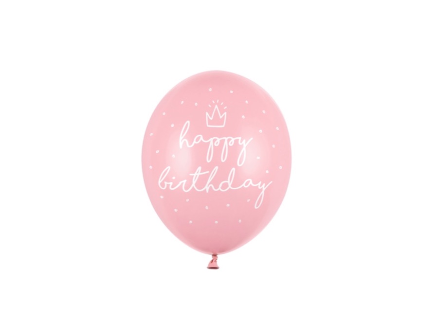 Balon lateksowy z białym napisem Happy Birthday