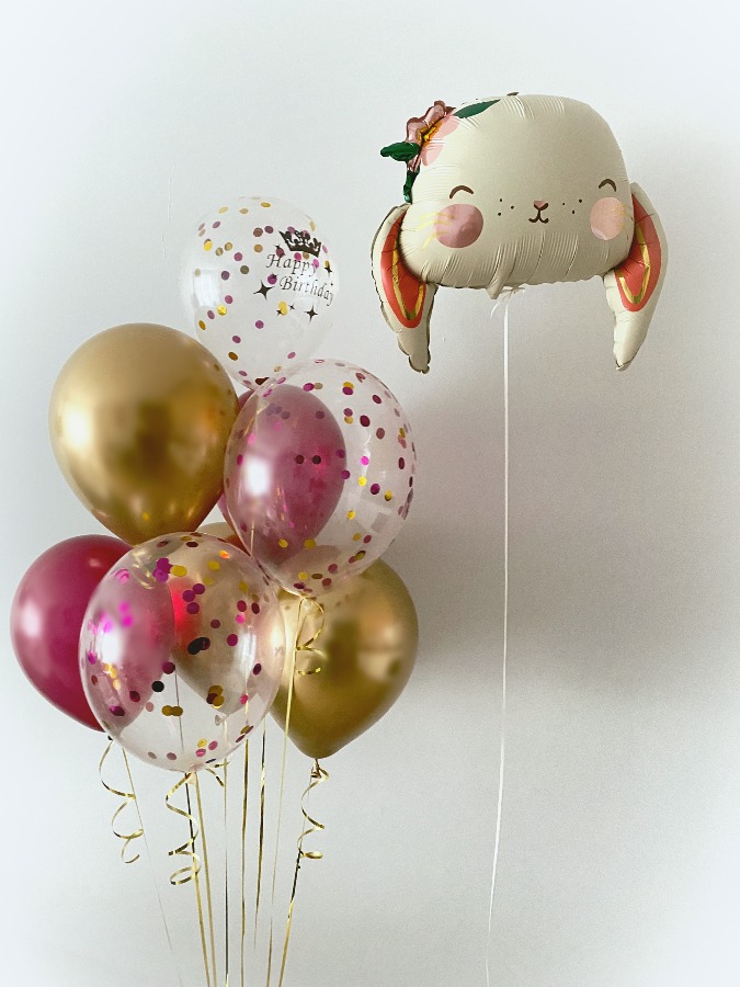 Balon foliowy króliczek z bukietem balonowym
