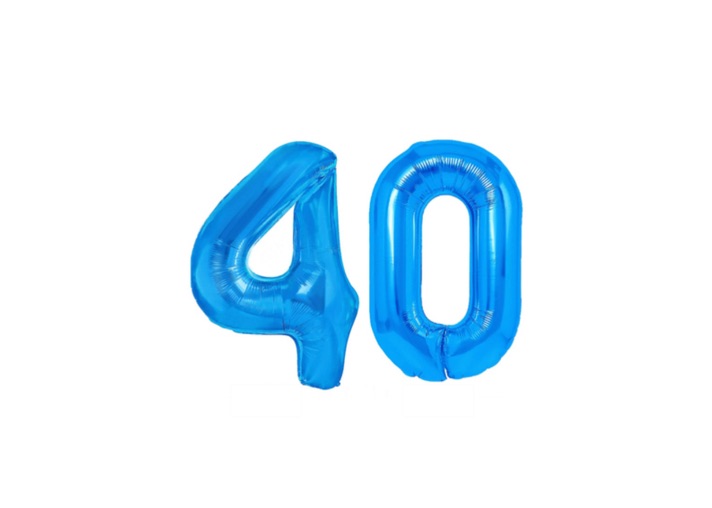 Niebieskie cyfry 40 z helem