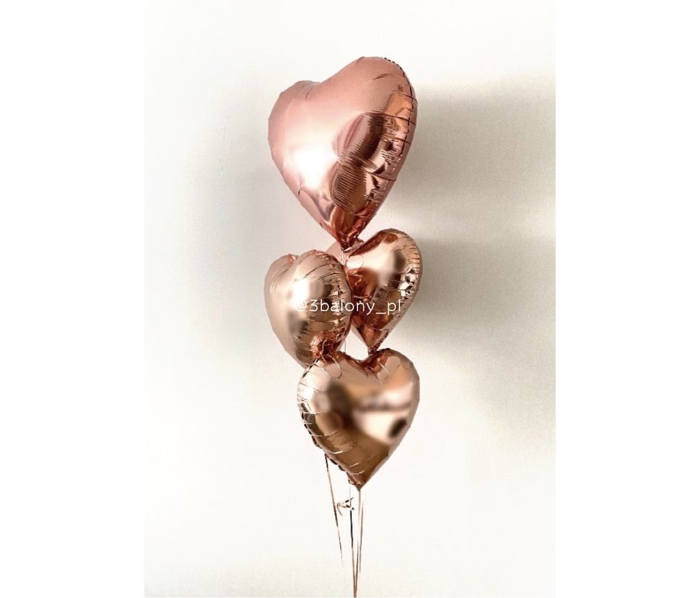 Balony serca w kolorze rose gold