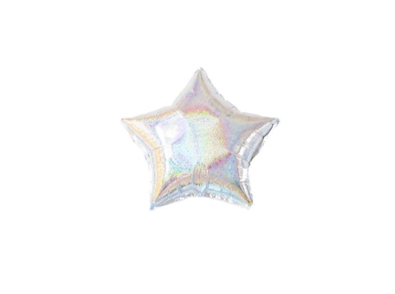 Balon foliowy gwiazdka holograficzna srebrna – 45cm