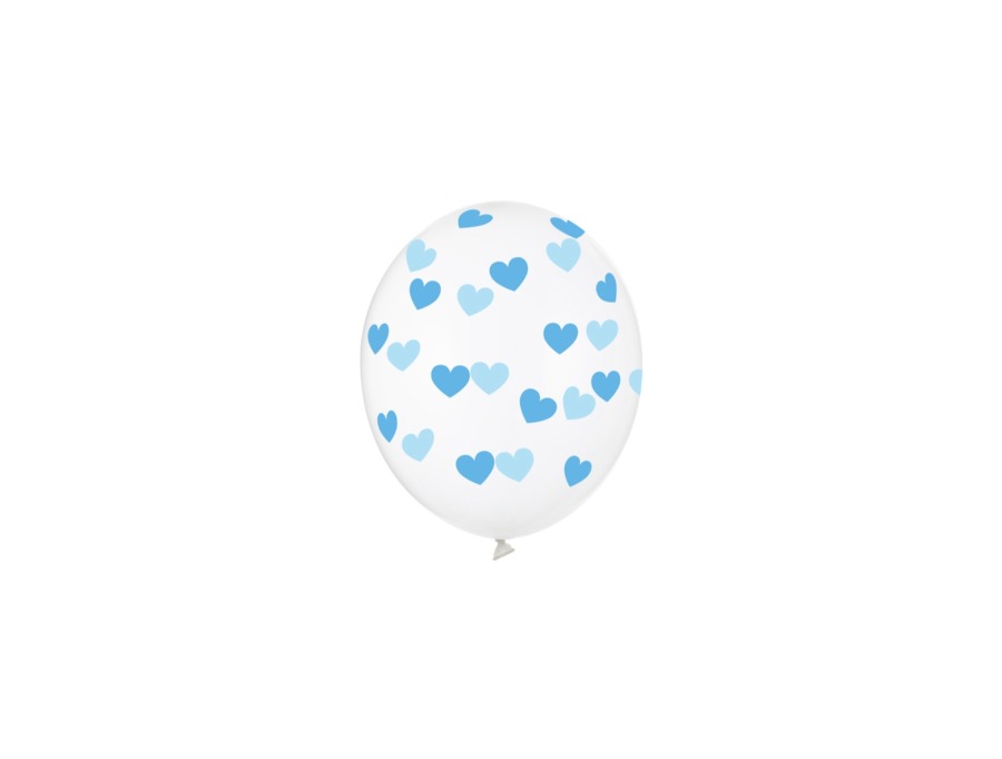 Przezroczysty balony lateksowy w niebieskie serduszka