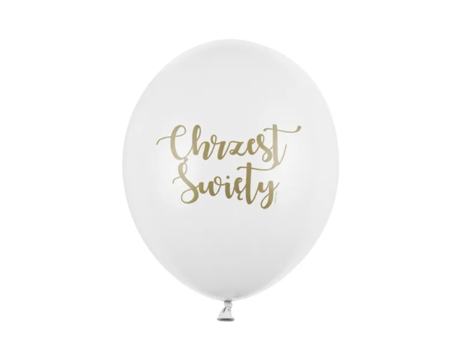 Biały balony z napisem Chrzest Święty