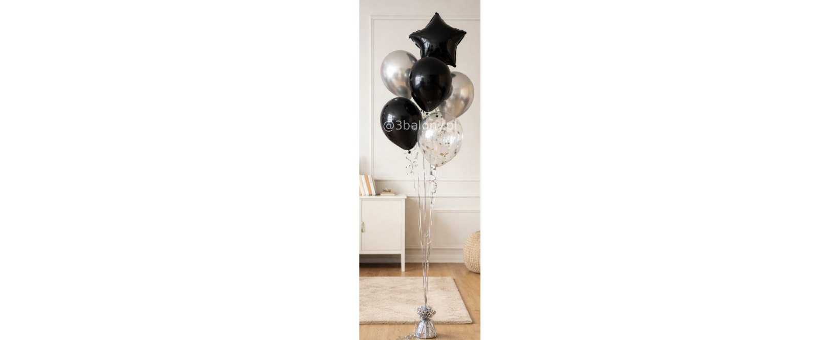 Zestaw balonowy czarno-srebrny | Dekoracja premium