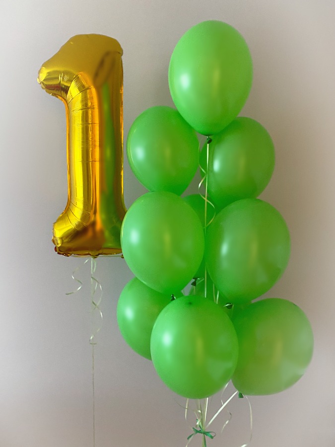 Złota cyfra + 10 balonów lateksowych